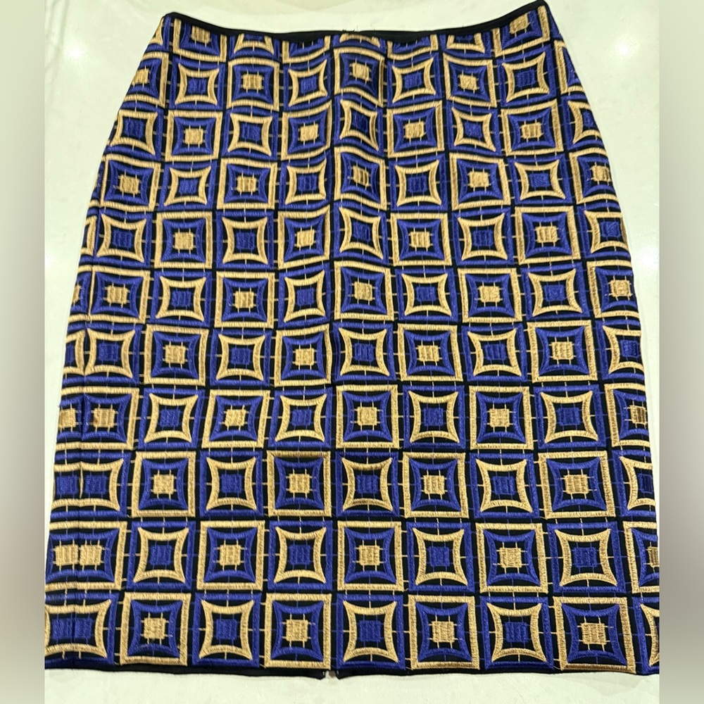 Size 4 Per Se Purple, Black Gold Women's Pencil Skirt